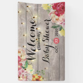 赤ちゃんシャワーシックな花ひもライト木素朴材 横断幕 (縦)