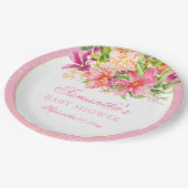 赤ちゃんシャワーシックな花ブーケピンク ペーパープレート (アングル)