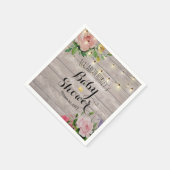 赤ちゃんシャワーシック素朴フラワーウッドストリングライト スタンダードカクテルナプキン (角)