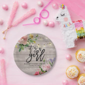 赤ちゃんシャワーシック素朴フラワーウッドストリングライト ペーパープレート (パーティー)