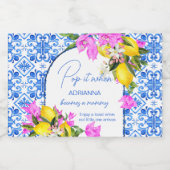 赤ちゃんシャワーシャンパン好意ブルータイルレモン スパークリングワインラベル (シングルラベル)