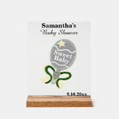 赤ちゃんシャワーシルバーイエローグリーンガラトル アクリルサイン (正面)