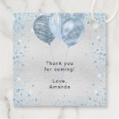赤ちゃんシャワーシルバーブルーグリッターバルーン感謝してい フェイバータグ (裏面)