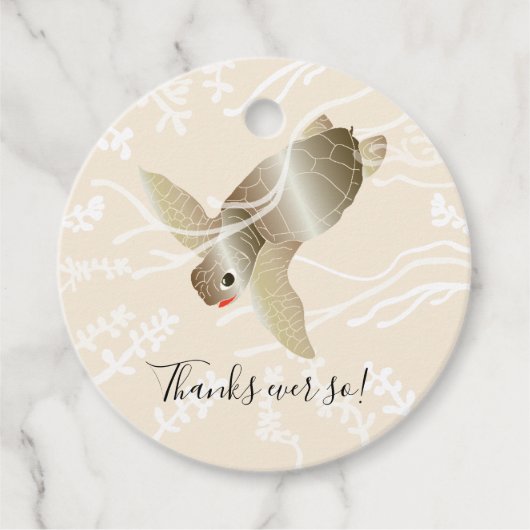 赤ちゃんシャワーシータートルブルー フェイバータグ (正面)