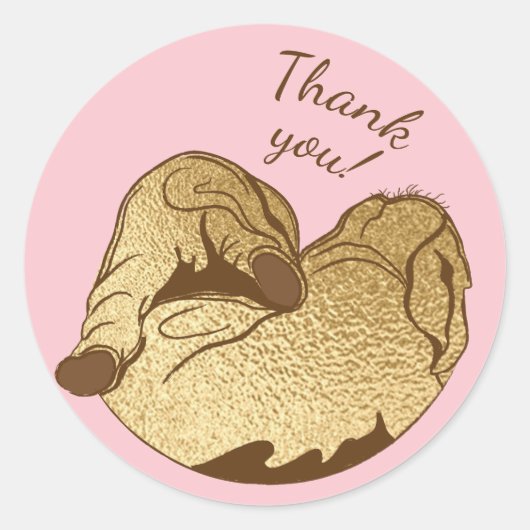 赤ちゃんシャワーシールベビーとモーミエレファントピンク ラウンドシール (正面)