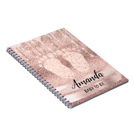 赤ちゃんシャワージェンダー再生バラ金ゴールド足乾燥 ノートブック (右側)