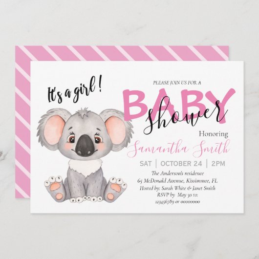 赤ちゃんシャワージャングルサファリ動物園の動物 案内状 (正面/裏面)