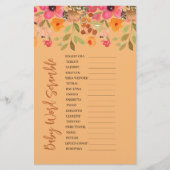 赤ちゃんシャワースクランブルゲームピンク桃の花 (正面)