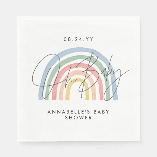 赤ちゃんシャワースクリプトカラフル水色虹 スタンダードランチョンナプキン (正面)