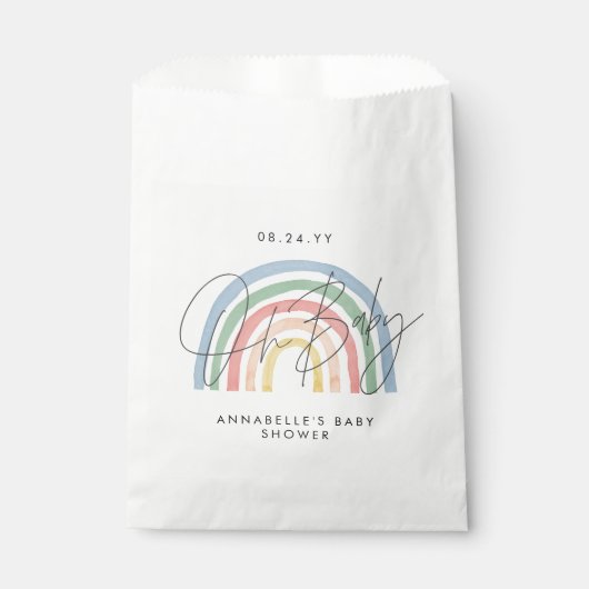 赤ちゃんシャワースクリプトカラフル水色虹 フェイバーバッグ (正面)