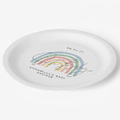 赤ちゃんシャワースクリプトカラフル水色虹 ペーパープレート (アングル)