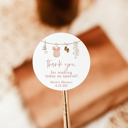 赤ちゃんシャワーステッカー、ピンクの女の子の赤ちゃんシャワーの好意 ラウンドシール