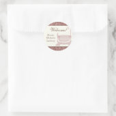 赤ちゃんシャワーステッカー – ピンクブラウンダマスククレードル ラウンドシール (バッグ)