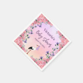 赤ちゃんシャワーストルックピンク紫色の花の女の子 スタンダードカクテルナプキン (角)