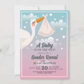 赤ちゃんシャワーストークピンクブルージェンダーリビール 招待状 (正面)