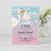 赤ちゃんシャワーストークピンクブルージェンダーリビール 招待状 (スタンド正面)