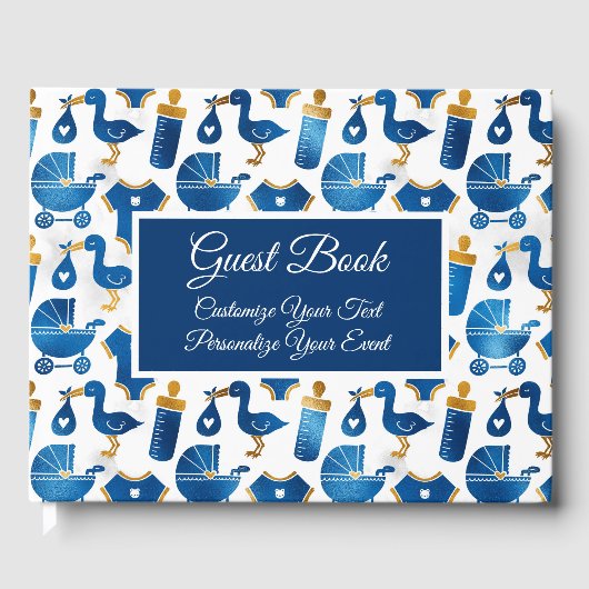 赤ちゃんシャワーストークボトルキャリッジかわいいパーソナライズ ゲストブック (正面)