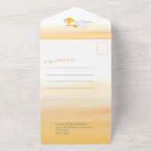 赤ちゃんシャワーストーク配達水の色オレンジ色の写真 オールインワン招待状 (外側)