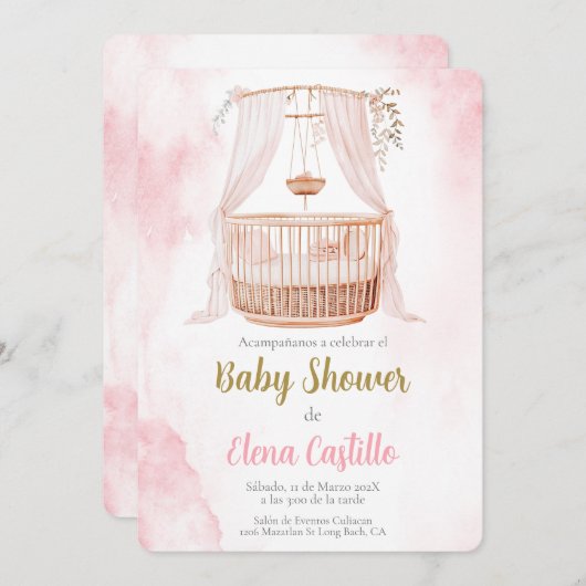 赤ちゃんシャワースペインの女 招待状 (正面/裏面)