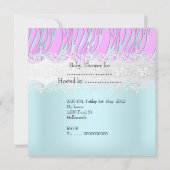 赤ちゃんシャワーゼブラピンクブルーベビーガールまたは男の子 招待状 (裏面)