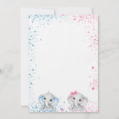 赤ちゃんシャワーゾウの贅沢をジェンダーが明らかにする 招待状 (裏面)