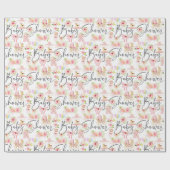 赤ちゃんシャワータイポグラフィ生まれたばかりのシンボルパターン ラッピングペーパー (フラット)