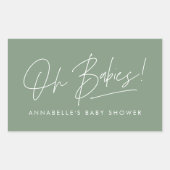 赤ちゃんシャワーツイモダンージグリーンエレガント 長方形シール (正面)