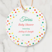 赤ちゃんシャワーツインカラフルイエローレッドドット フェイバータグ (正面)