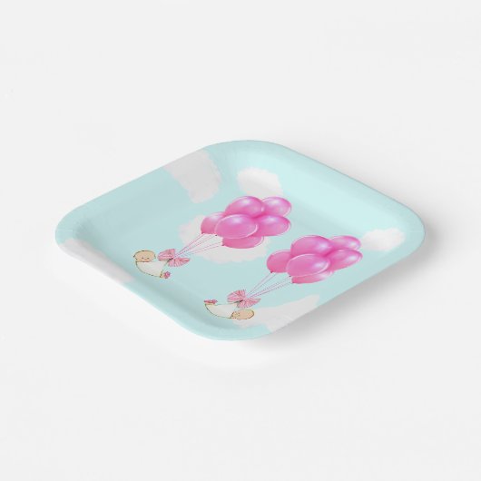 赤ちゃんシャワーツインガールズ ペーパープレート (傾斜あり)