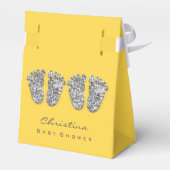 赤ちゃんシャワーツインズ足ドリップグリッターシルバーイエロー フェイバーボックス (裏面サイド)