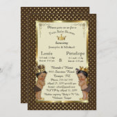 赤ちゃんシャワーツインベビー、マロン、非常にトレンディー 招待状 (正面/裏面)