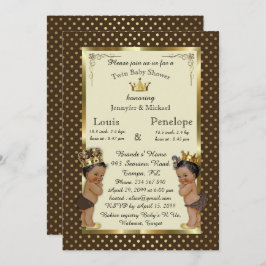 赤ちゃんシャワーツインベビー、マロン、非常にトレンディー 招待状