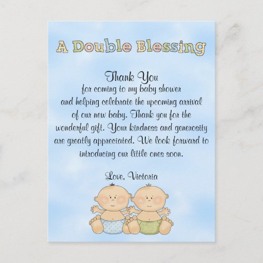 赤ちゃんシャワーツインボーイズ ポストカード (正面)