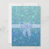 赤ちゃんシャワーティール（緑がかった色）とブルー 招待状 (裏面)