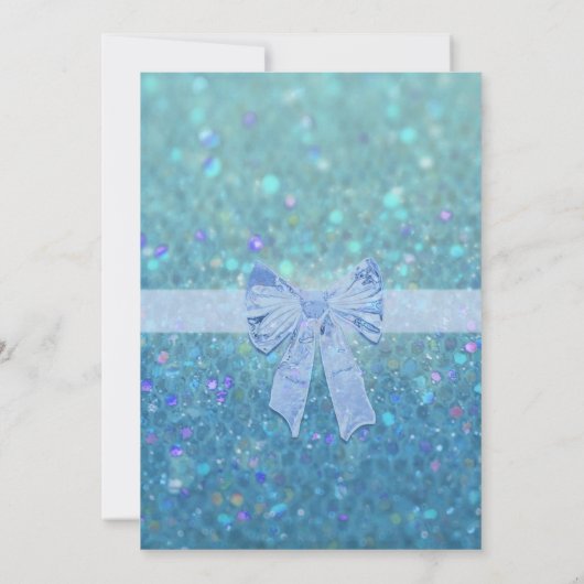 赤ちゃんシャワーティール（緑がかった色）とブルー 招待状 (裏面)