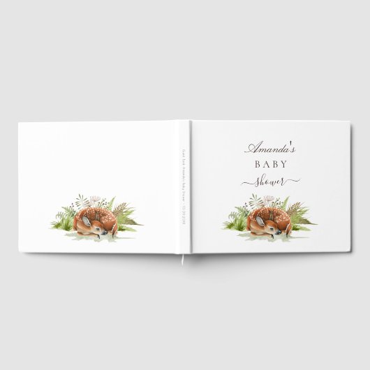 赤ちゃんシャワーディアウッドランドの動物名 ゲストブック (全面)