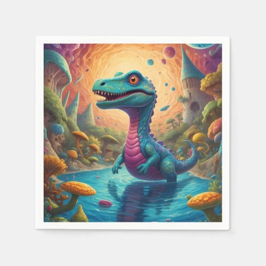 赤ちゃんシャワーディノダニ スタンダードカクテルナプキン (正面)