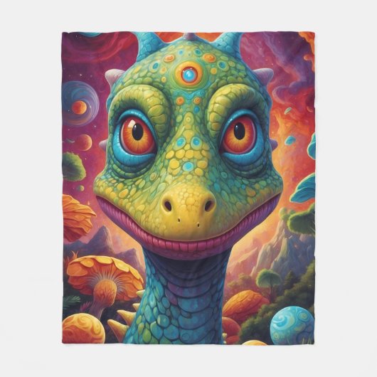 赤ちゃんシャワーディノダニ フリースブランケット (正面)