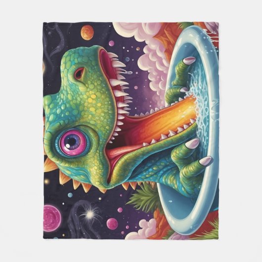 赤ちゃんシャワーディノダニ フリースブランケット (正面)