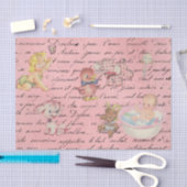 赤ちゃんシャワーデカップピンクヴィンテージ 薄葉紙 (クラフト)