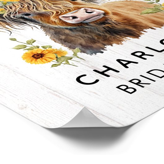 赤ちゃんシャワーハイランドカウウェルカムサイン ポスター (角)