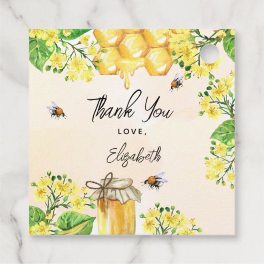 赤ちゃんシャワーハチ黄色い花はちみつ フェイバータグ (裏面)