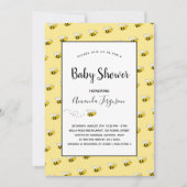 赤ちゃんシャワーハチ黄色かわいい 招待状 (正面)