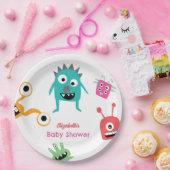 赤ちゃんシャワーハロウィーンの途中の小さな怪物 ペーパープレート (パーティー)