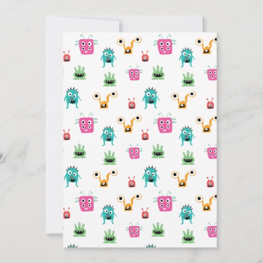 赤ちゃんシャワーハロウィーンの途中の小さな怪物 招待状 (裏面)