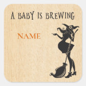 赤ちゃんシャワーハロウィーン名タグ醸造ウィッチ スクエアシール (正面)