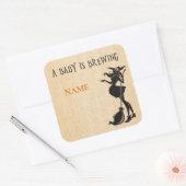 赤ちゃんシャワーハロウィーン名タグ醸造ウィッチ スクエアシール (封筒)