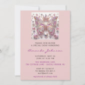 赤ちゃんシャワーバタフライガールスウィート16thピンク王室の 招待状 (正面)