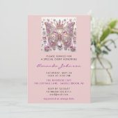 赤ちゃんシャワーバタフライガールスウィート16thピンク王室の 招待状 (スタンド正面)