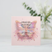 赤ちゃんシャワーバタフライガールピンクの結晶ダイヤモンド 招待状 (スタンド正面)